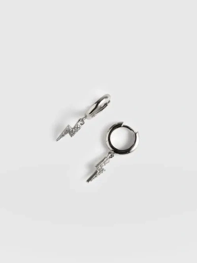 Saint + Sofia Astral Lightning Charm Drop Earrings In Silver