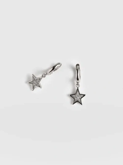 Saint + Sofia Astral Star Charm Drop Huggie Earrings In Silver