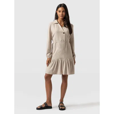 Saint + Sofia Aurelia Mini Linen Dress In Beige
