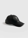 Saint And Sofia Saint + Sofia Avalon Leather Baseball Cap In Black