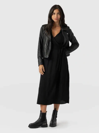 Saint + Sofia Bonnie Wrap Dress In Black