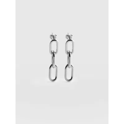 Saint + Sofia Cable Chain Drop Earrings In Silver