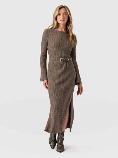 Saint + Sofia Callie Fluted Midi Dress