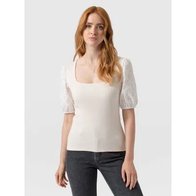 Saint + Sofia Cavendish Square Neck Tee In White
