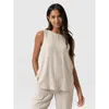 Saint + Sofia Corinne Linen Tunic In Beige
