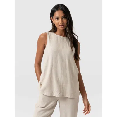 Saint + Sofia Corinne Linen Tunic In Beige