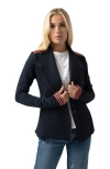 Saint + Sofia Cotton Biker Jacket In Blue