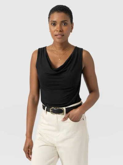 Saint + Sofia Cowl Neck Cami In Black