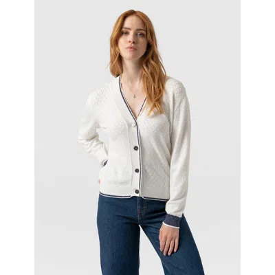 Saint + Sofia Diamond Knit Cardigan In White