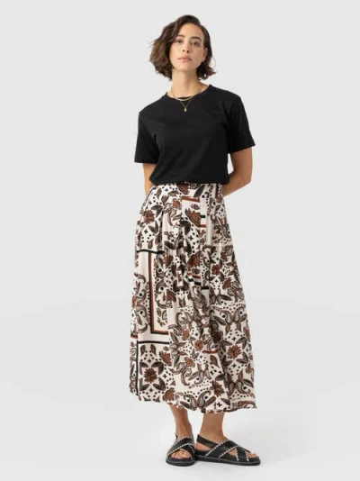 Saint + Sofia Eliza Pleated Skirt In Multi