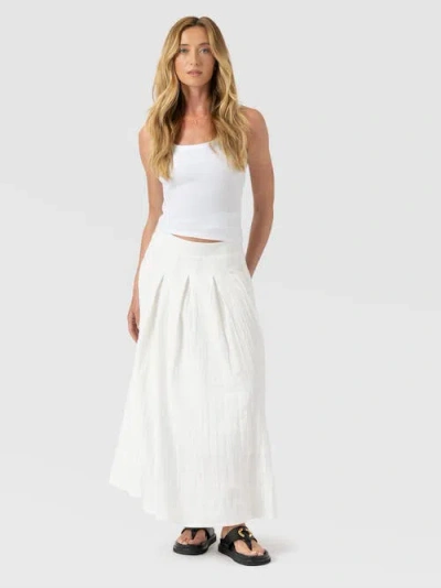Saint + Sofia Eliza Pleated Skirt In White