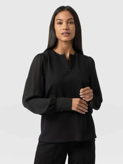 Saint + Sofia Esme Zip Up Top In Black