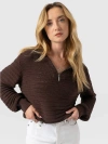 Saint + Sofia Ester Quarter Zip Knit In Brown