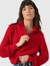 Saint + Sofia Ester Quarter Zip Knit In Red