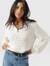 Saint + Sofia Ester Quarter Zip Knit Top In White