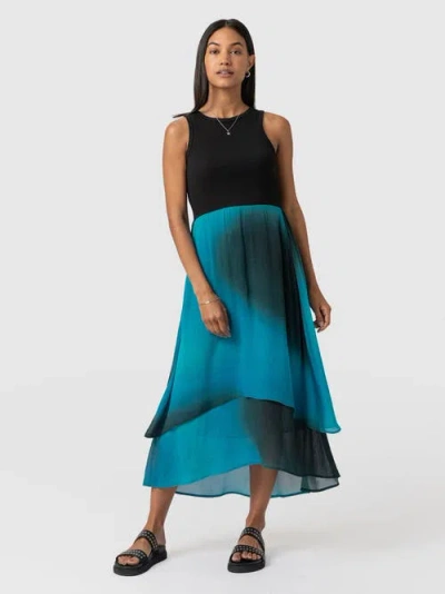 Saint + Sofia Etta Layered Dress In Blue