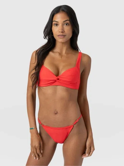 Saint + Sofia Faye Adjustable Bikini Bottom In Red