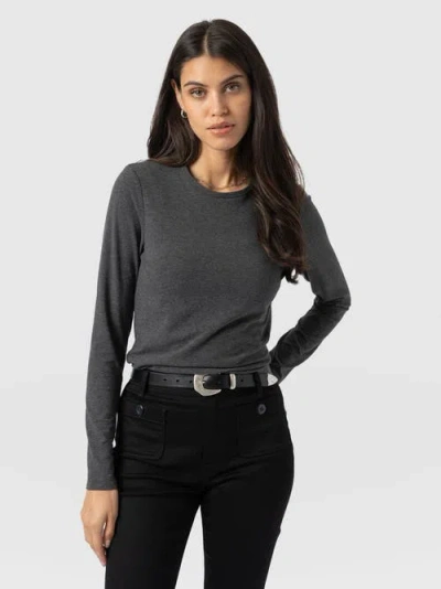 Saint + Sofia Glen Crew Neck Tee In Gray