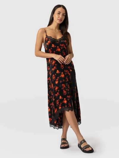 Saint + Sofia Harper Lace Cami Dress In Red