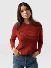 Saint + Sofia Honeycomb Rib Sweater In Orange