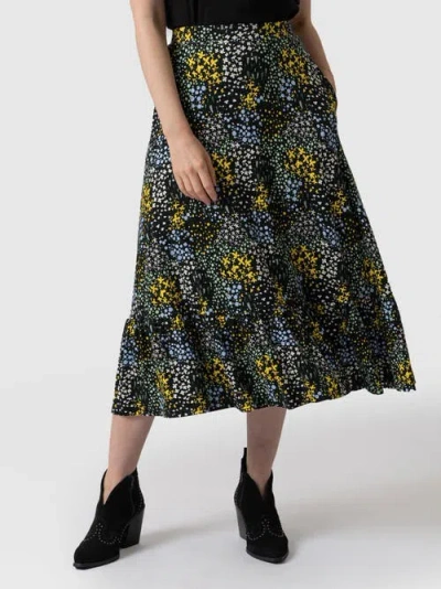 Saint + Sofia Jersey Riley Skirt In Blue