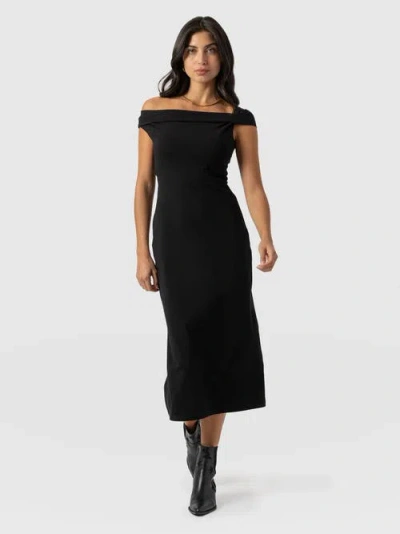 Saint + Sofia Kelsea Midaxi Dress In Black