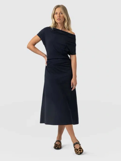 Saint + Sofia Laurie Cowl Neck Dress In Multi