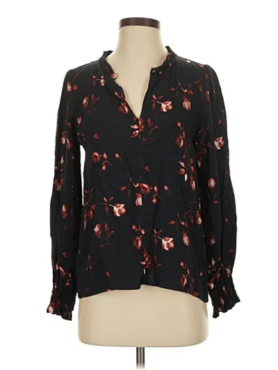 Pre-owned Saint + Sofia Long Sleeve Blouse In Black