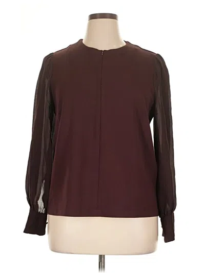 Pre-owned Saint + Sofia Long Sleeve Blouse In Burgundy