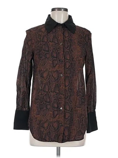 Pre-owned Saint + Sofia Long Sleeve Button Down Shirt In Brown