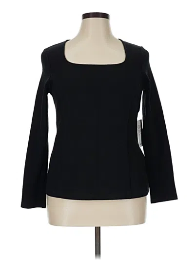 Pre-owned Saint + Sofia Long Sleeve Top Black Square Neckline Tops