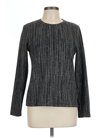 Pre-owned Saint + Sofia Long Sleeve Top Gray Crew Neck Tops