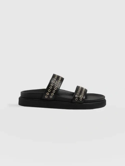 Saint + Sofia Maddox Eyelet Slides In Black
