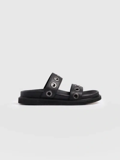 Saint + Sofia Madison Eyelet Slides In Black