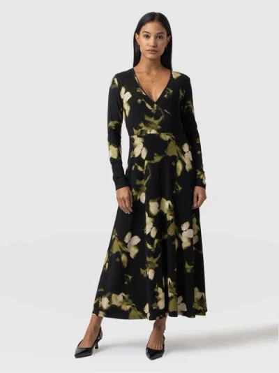 Saint + Sofia Maggie Wrap Midi Dress In Green