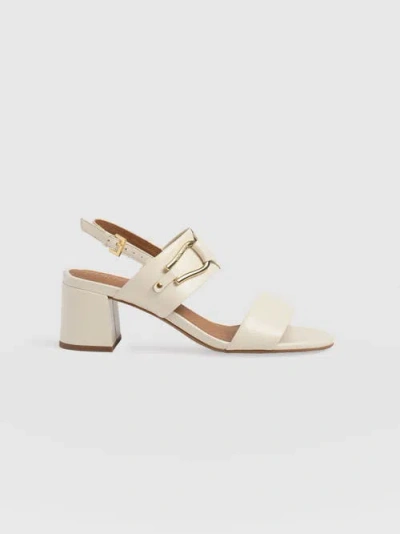 Saint + Sofia Maida Block Heeled Mules In Beige