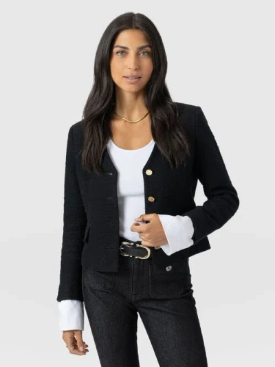 Saint + Sofia Margot V-neck Jacket In Black