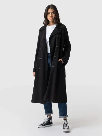 Saint + Sofia Marion Double Breasted Trench In Black