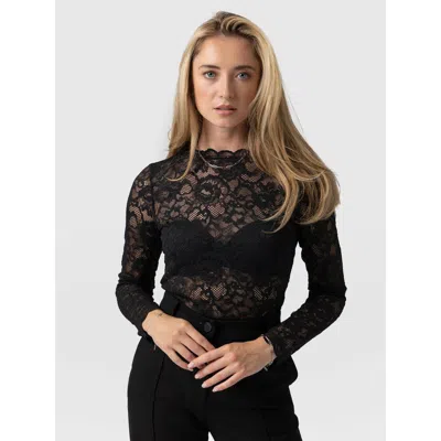 Saint + Sofia Miranda Lace Tee In Black