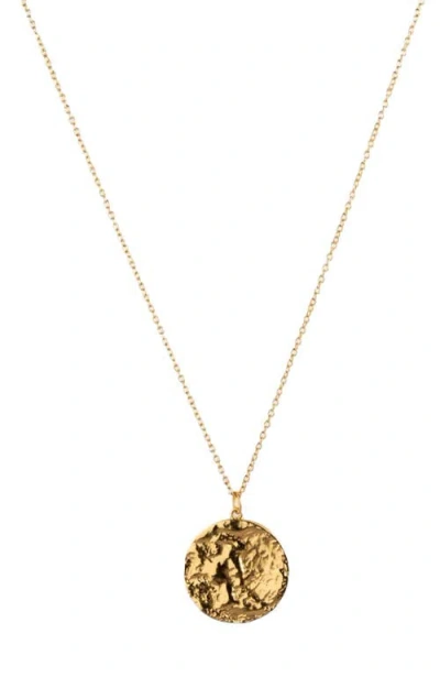 Saint + Sofia Molten Disc Charm Necklace In Gold