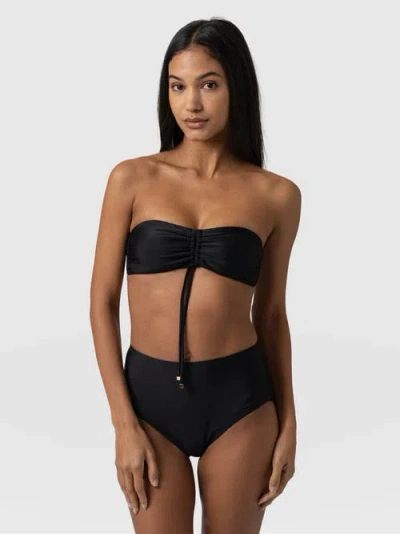 Saint + Sofia Nova High Waisted Bikini Bottom In Black