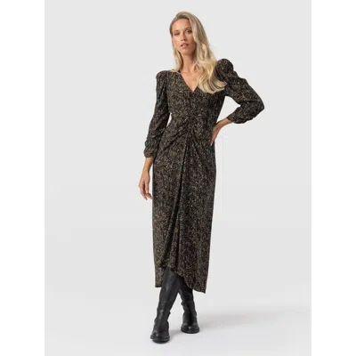 Saint + Sofia Paloma Ruched Dress In Black