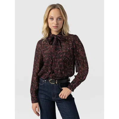 Saint + Sofia Paxton Pussybow Blouse In Brown