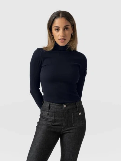 Saint + Sofia Pocket Turtle Neck In Blue