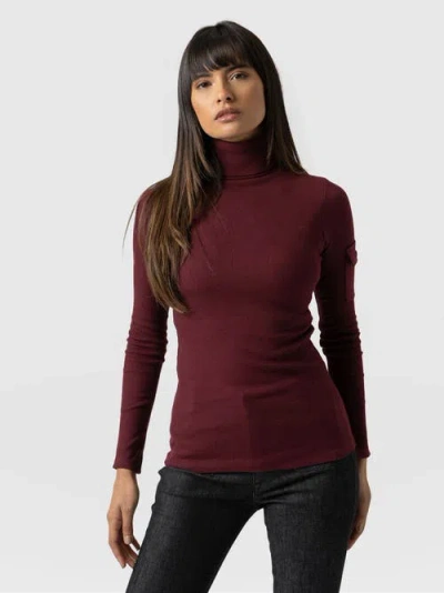 Saint + Sofia Pocket Turtle Neck In Burgundy