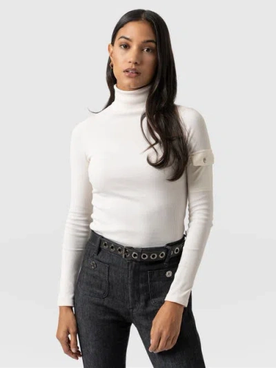 Saint + Sofia Pocket Turtle Neck In White