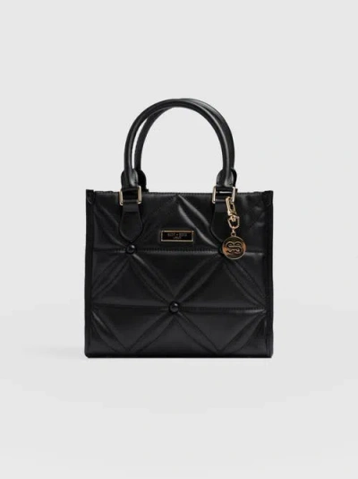Saint + Sofia Quilted Mia Mini Tote Bag In Black