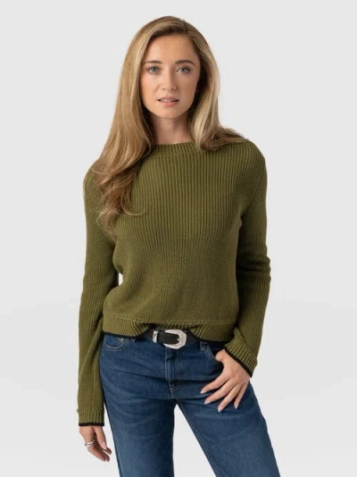 Saint + Sofia Remy Crop Sweater In Green