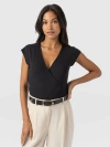 Saint + Sofia Rosa Wrap Tee In Black