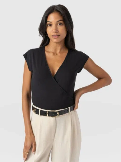 Saint + Sofia Rosa Wrap Tee In Black